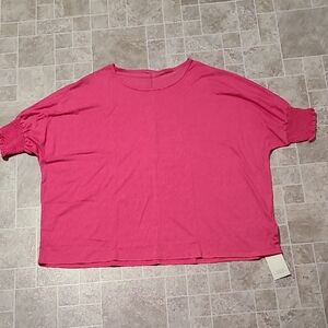 Pink Women's Top sz 5XL Blouse Shirt Ruched Short Sleeves Pullover Dressy Casual